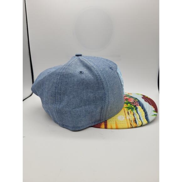 New Era NY Knicks Hardwood Classics 9Fifty Blue Denim Floral Strapback Hat M/L - Picture 3 of 10